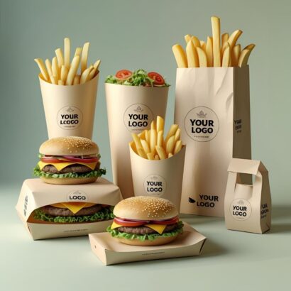 customized fries kraft paper bags with printed logo