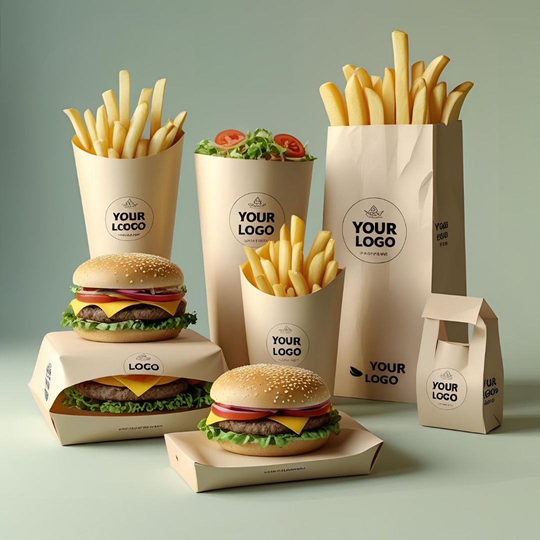 customized fries kraft paper bags with printed logo