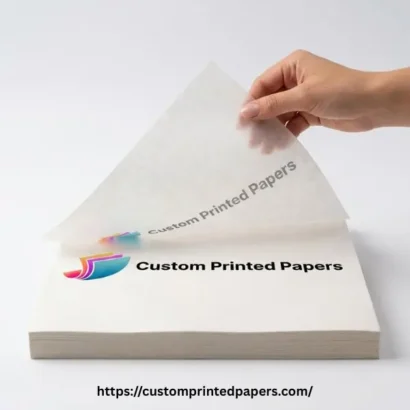 12 x 12 inch custom butter paper sheets printed with a brand logo for pastries and dairy