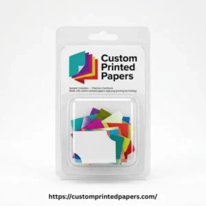Heat-seal blister lidding paper printed with a logo backing a sealed retail blister pack