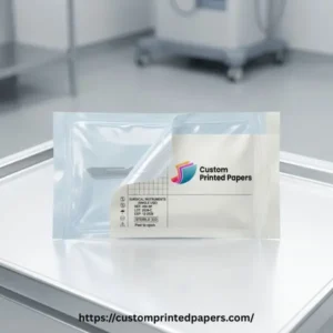 Peelable heat-seal lidding paper printed with a logo opening cleanly off a food tray