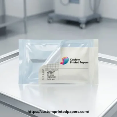 Peelable heat-seal lidding paper printed with a logo opening cleanly off a food tray