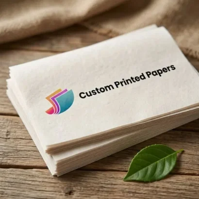 100% recycled FSC-certified tissue paper printed with water-based ink logo for sustainable brands