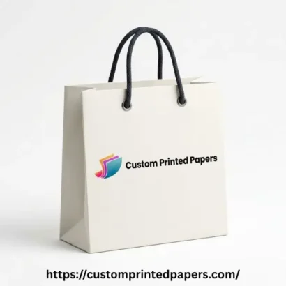 Premium rope-handle euro tote kraft bag printed with a boutique brand logo